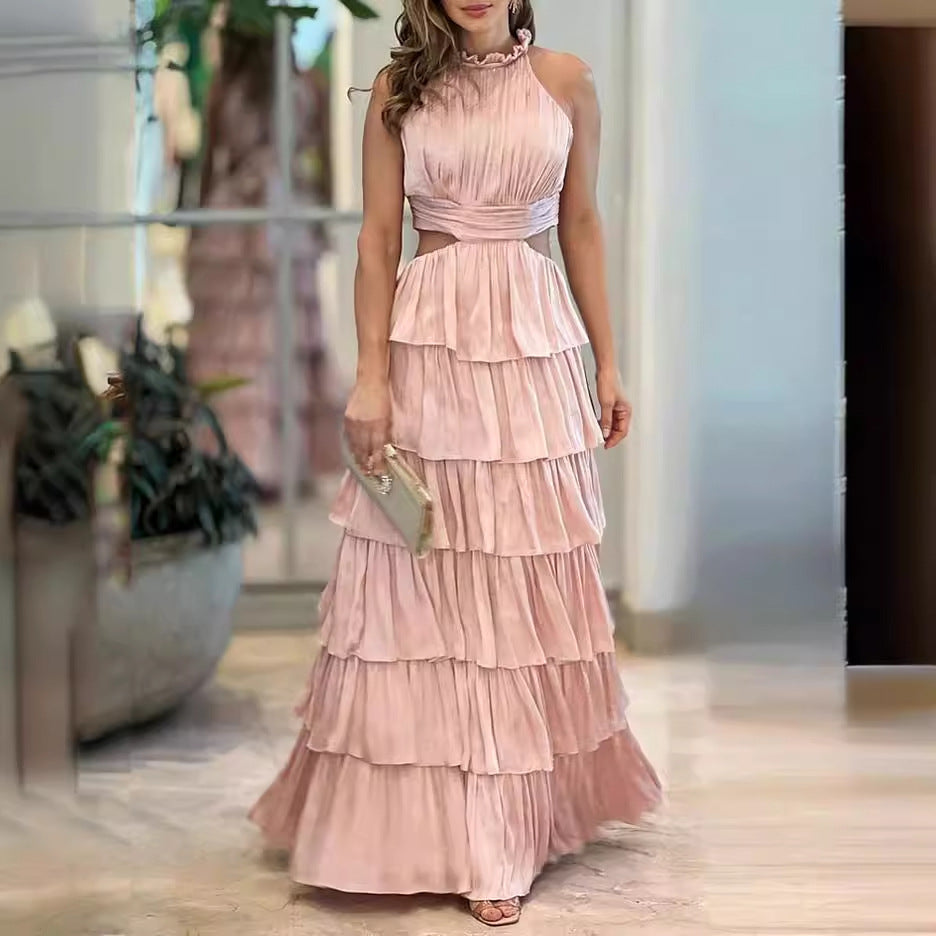 Damklänning A-Linje Off-Shoulder Polyester Fina Ruffles-4