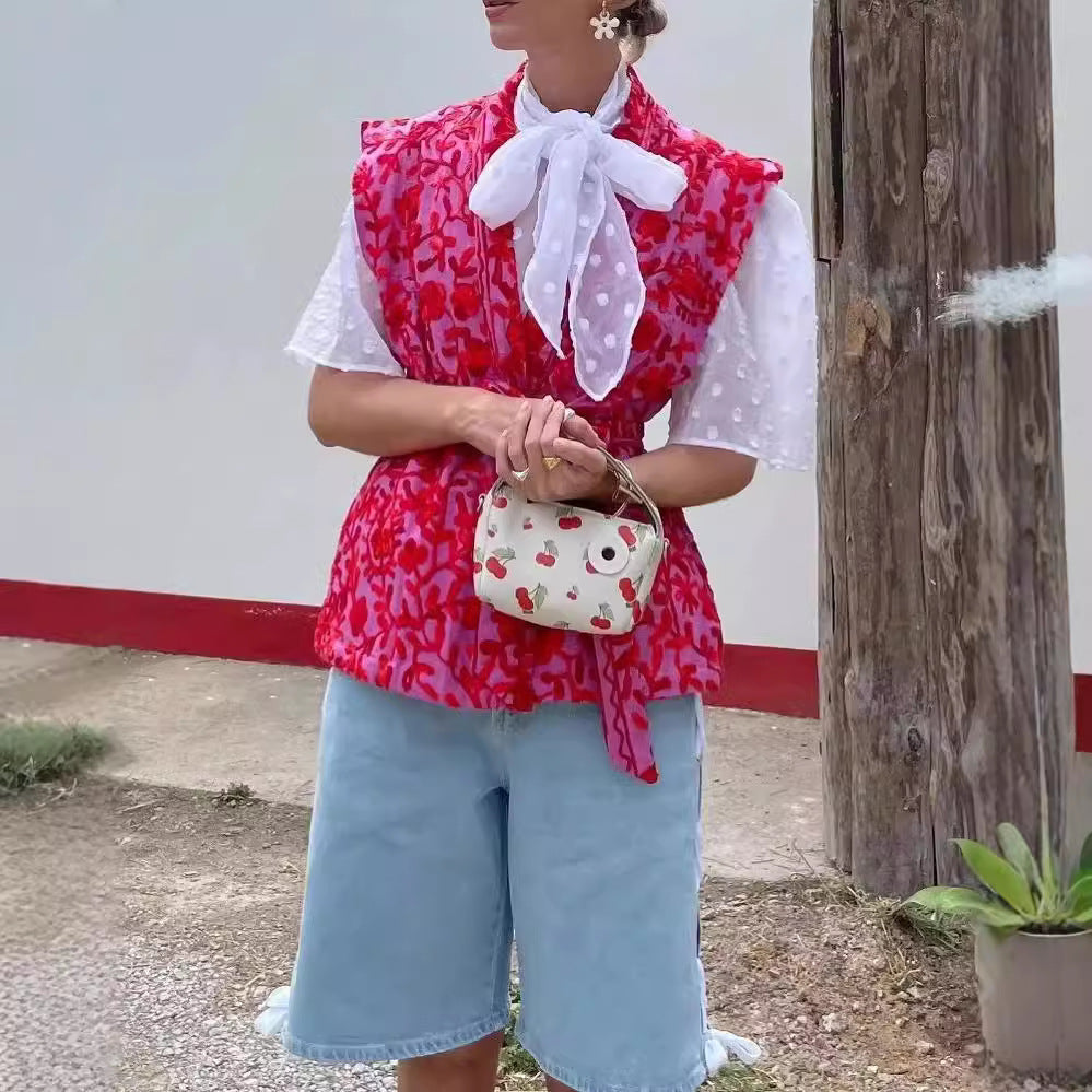 Kvinnors Kimono Väst Blommönster Lätt Material 2