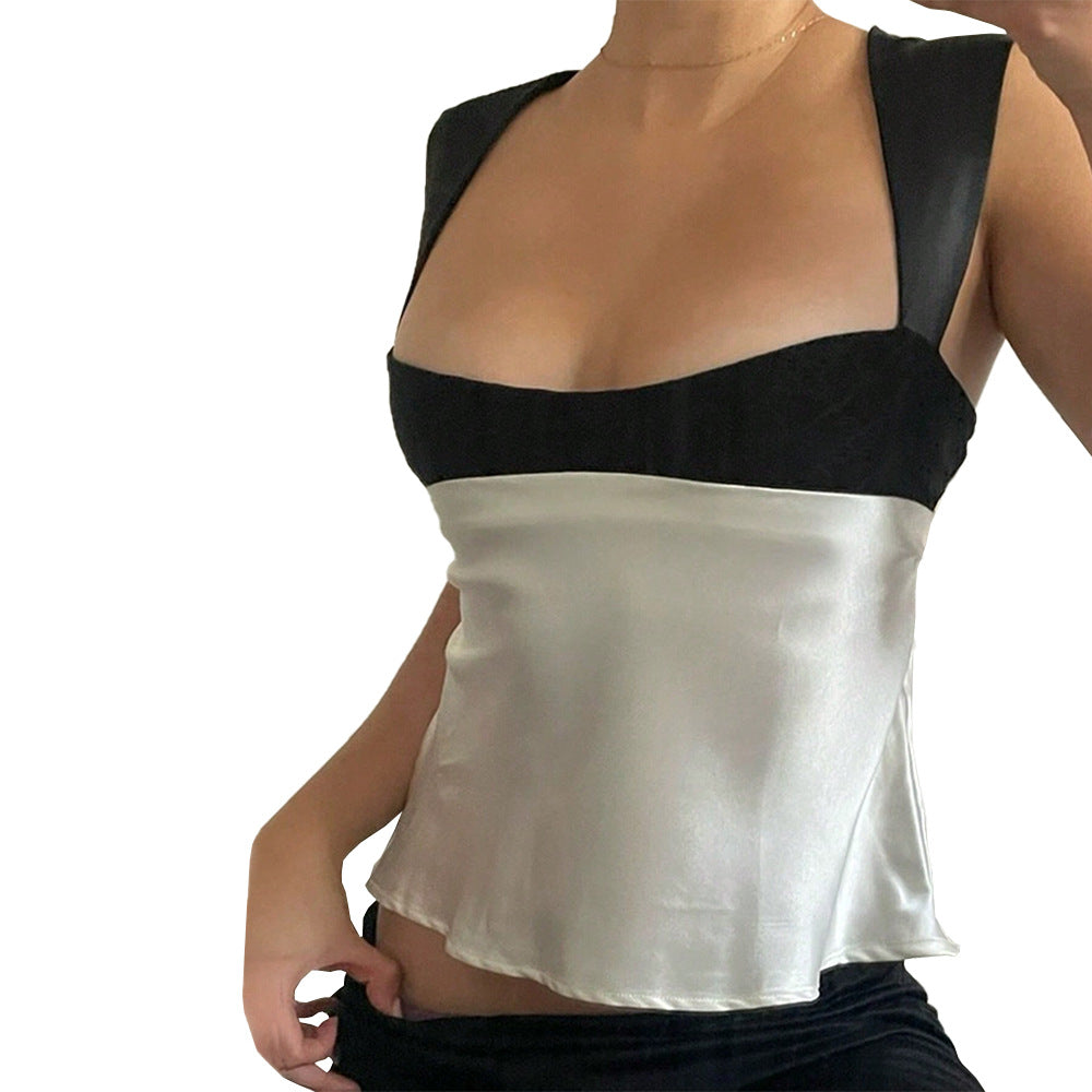 Dam Satin Topp Smala Bärare Elegant Högkvalitativ Satin 5