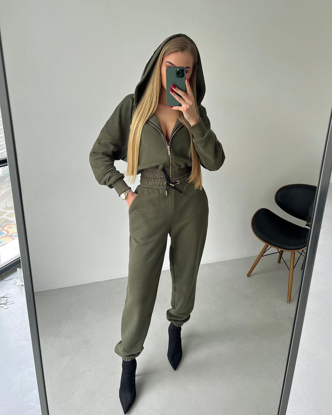 Dam Fritidsdräkt Huvtröja Långa Byxor Spandex 4