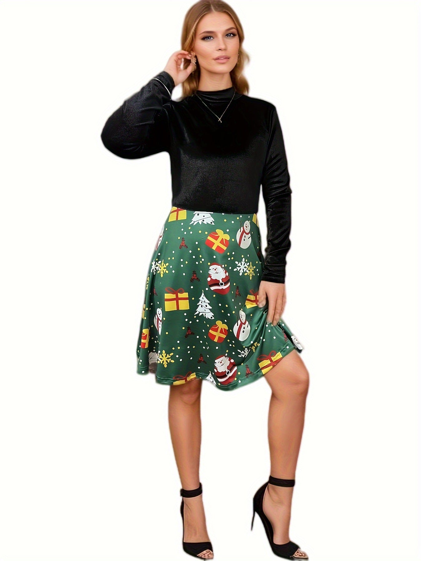 Variant image for Kvinnors Julkjol Festlig Rutmönstrad Blandat Tyg-5