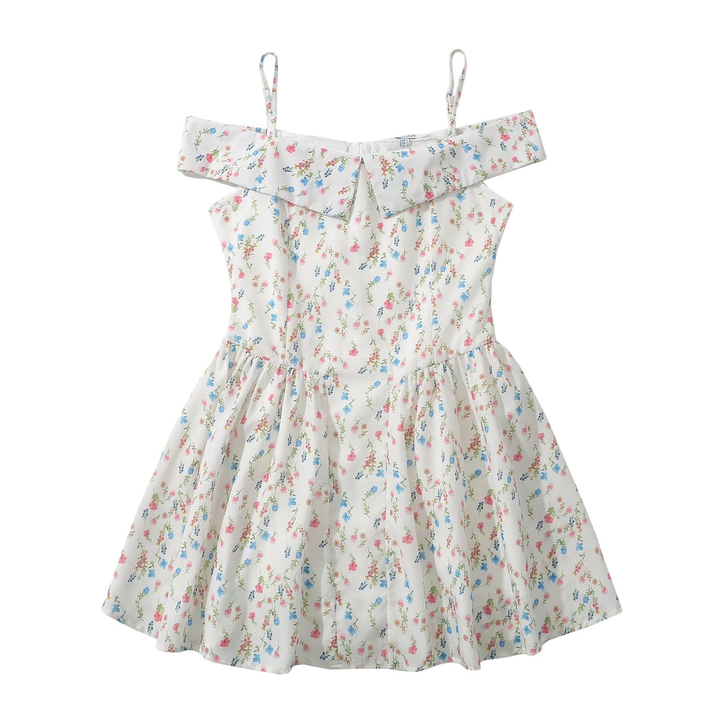 Kvinnors Off-Shoulder Klänning Blommig Lätt Tyg 2