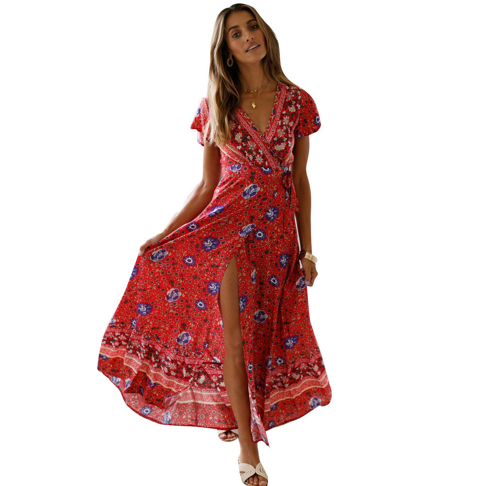 Variant image for Långklänning Dam Bohemisk V-ringad Chiffon för Fest och Bröllop-6