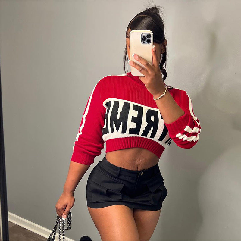 Dam Crop Top Långärmad Slim Fit Polyester-2