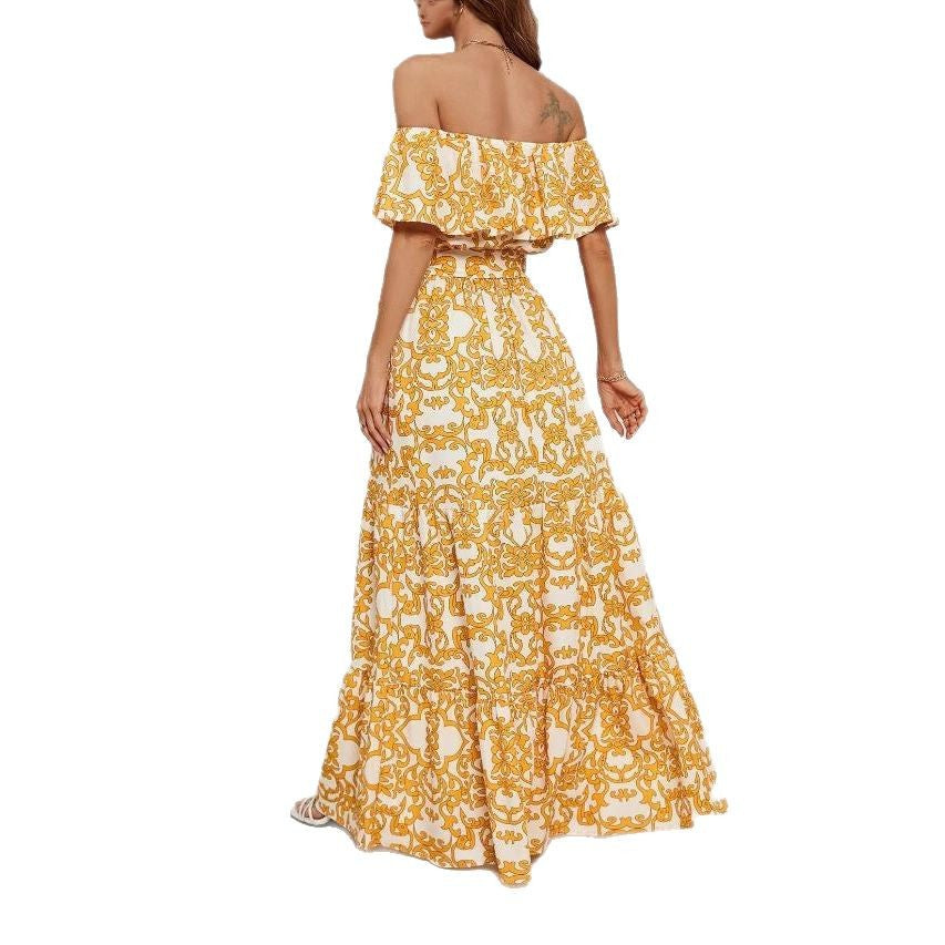 Dam Off-Shoulder Klänning Rynkad Polyester för Sommarfest och Bröllop-6