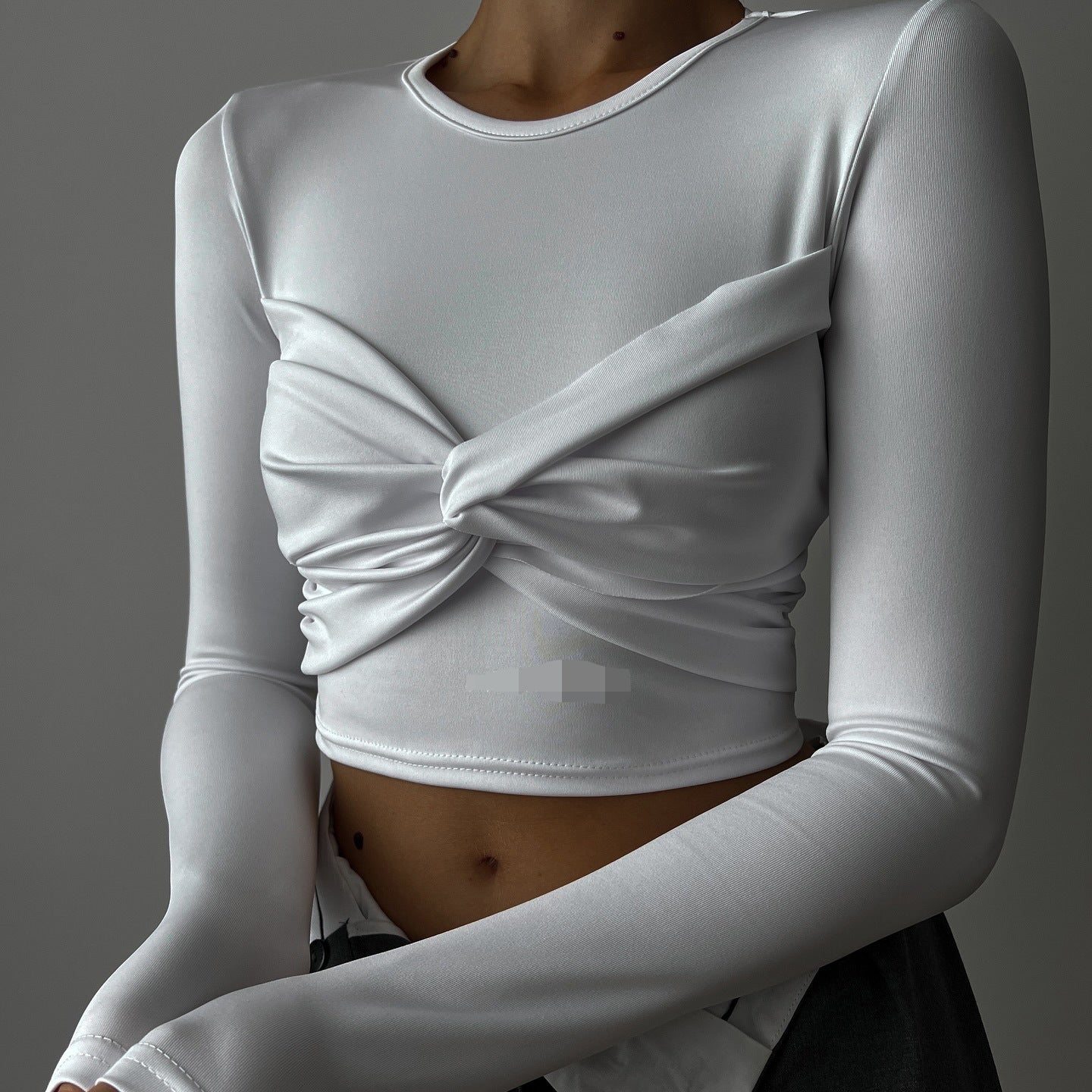 Dam Skjorta Modern Wrap Design Elastiskt Tyg 1