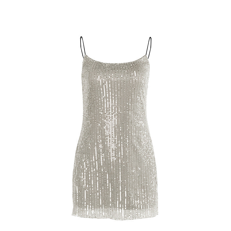 Kvinnors Glittrig Klänning Paljett Snitt Figurnära Polyester-6