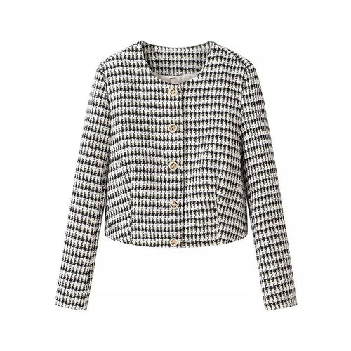 Kvinnors Blazer Klassisk Bomull med Knappdetaljer-1