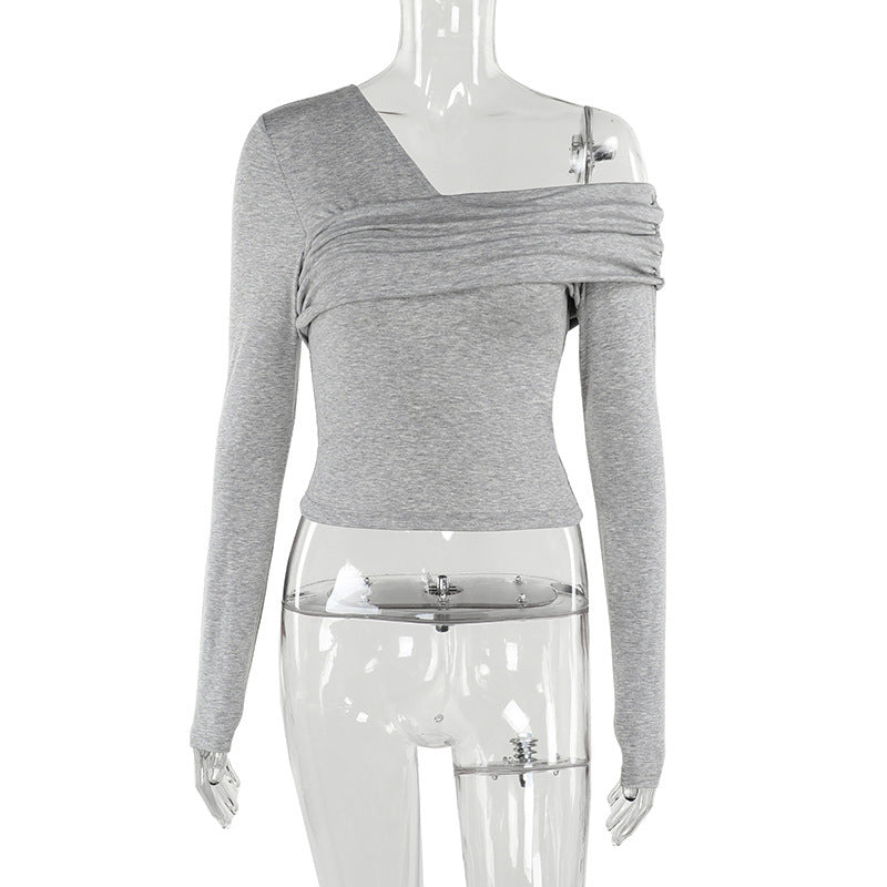 Dam Långskjorta Asymmetrisk Design Mjuk Polyester 1