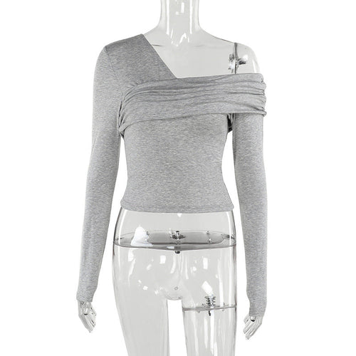Dam Långskjorta Asymmetrisk Design Mjuk Polyester-1