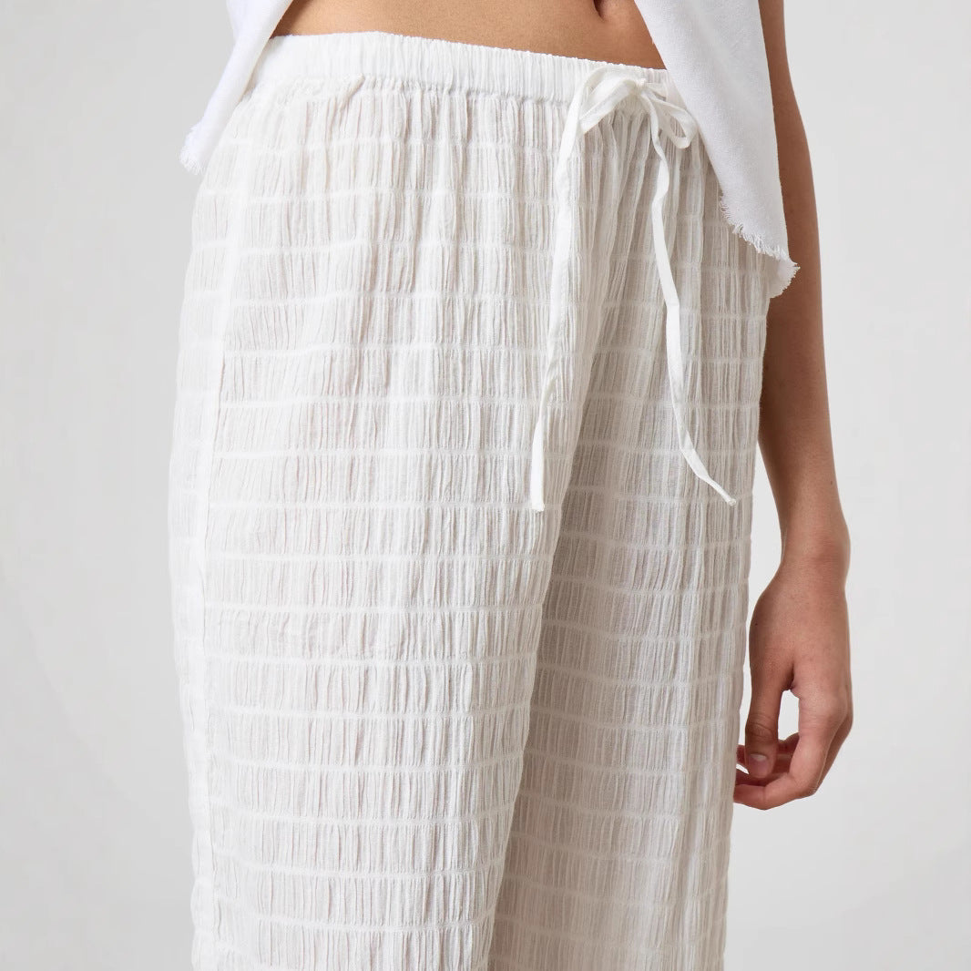 Dam Bredbenade Byxor Elastisk Lätt Material-3