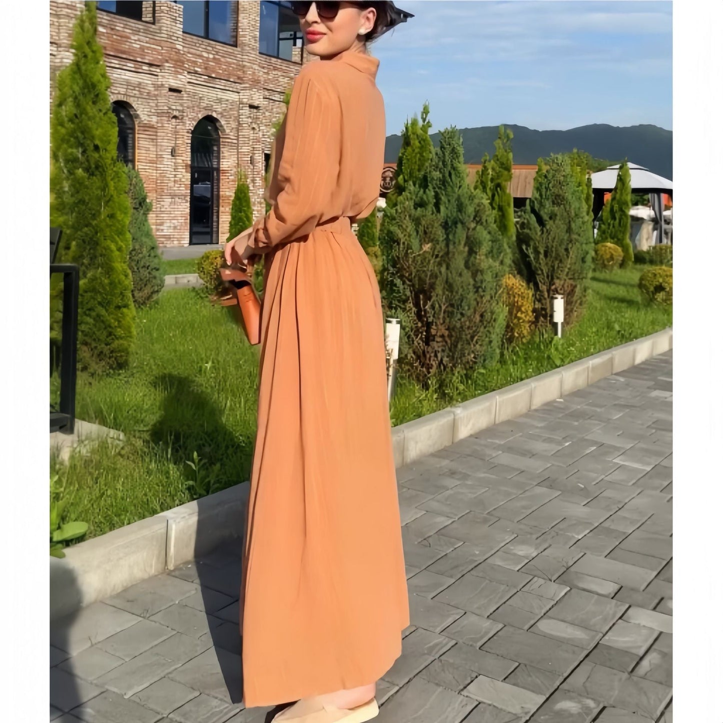 Dam Två Delar Set Elastisk Midirock Polyester för Sommar-3