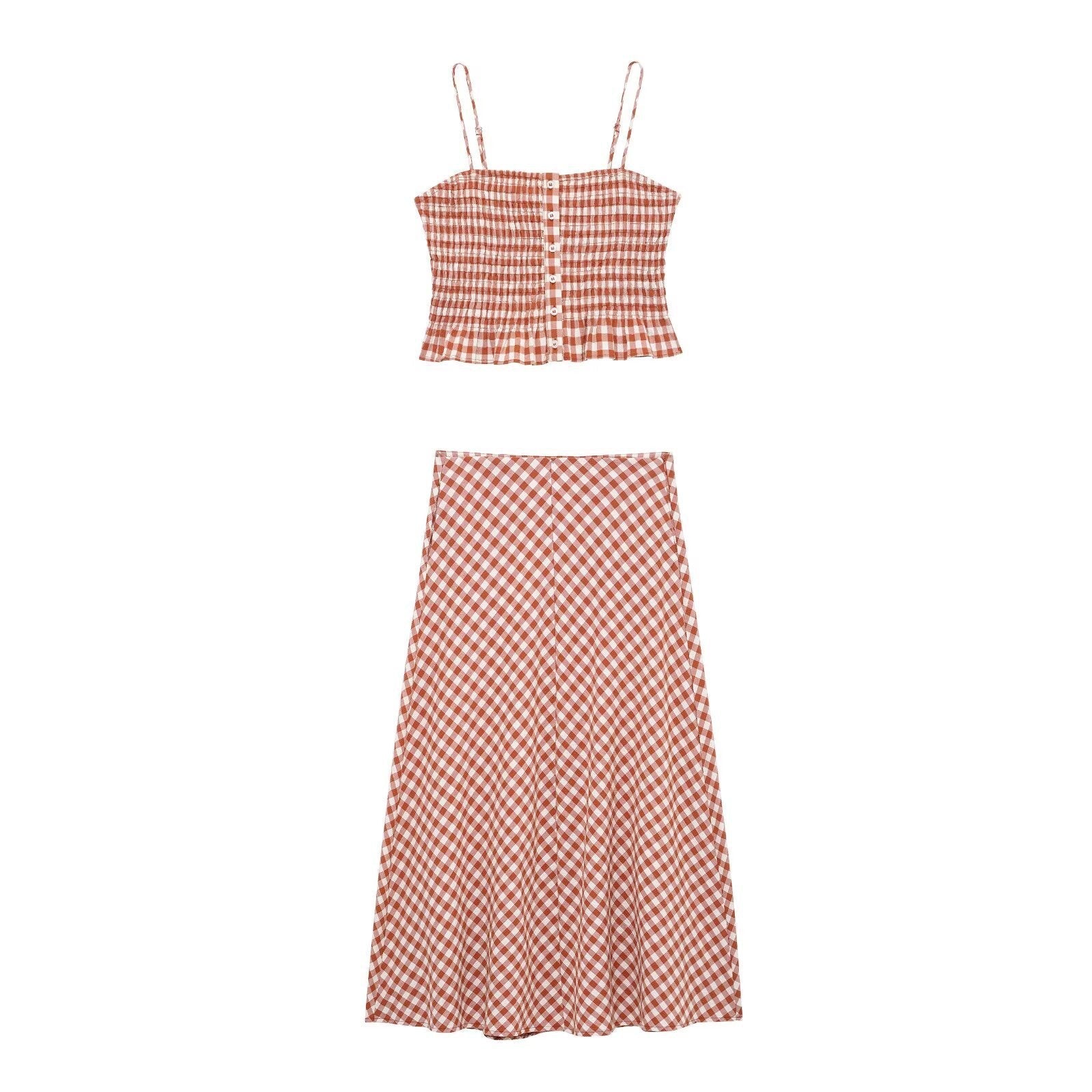 Dam Spaghetti Top Med Volangkant Streetwear Polyester-2