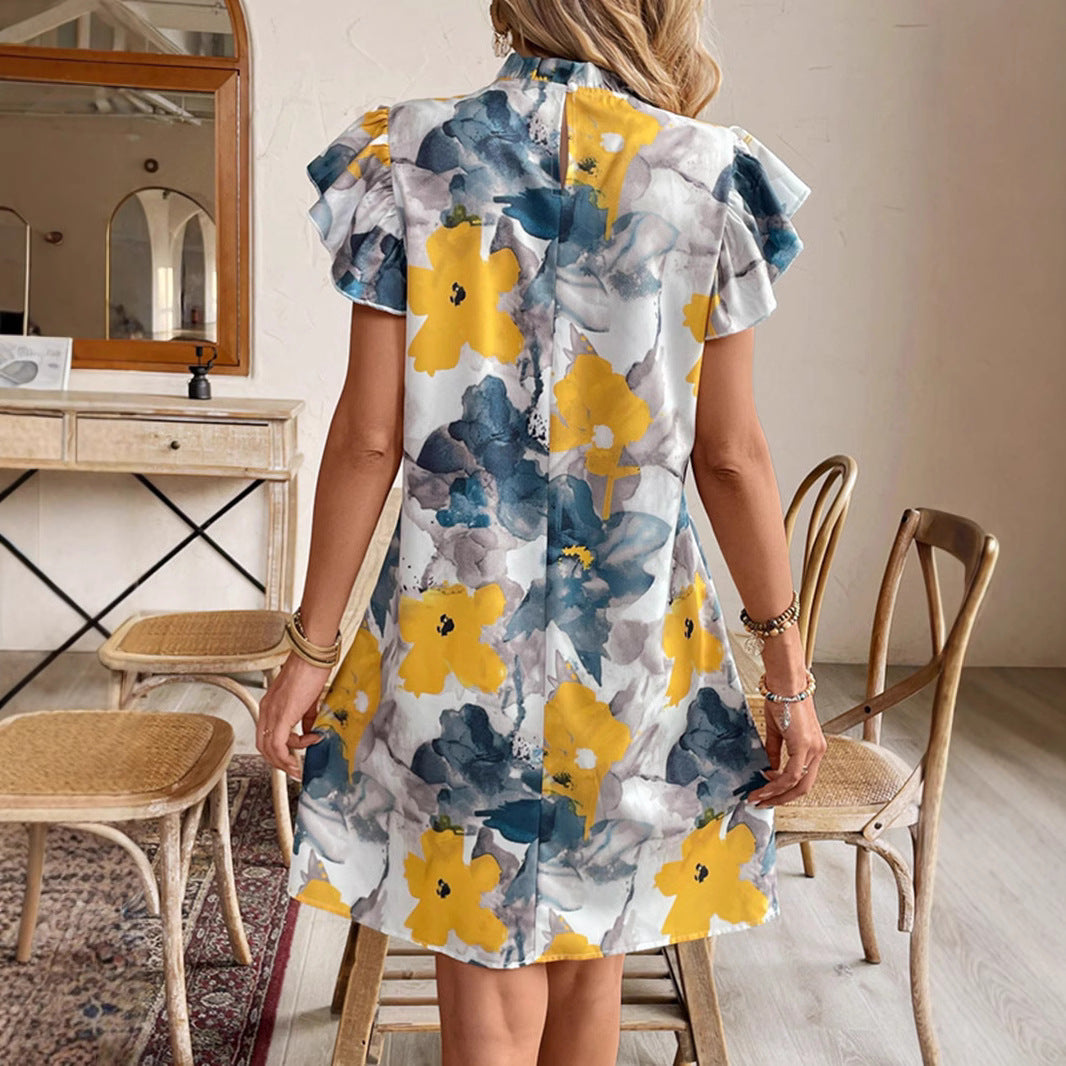 Kvinna Fritidsklänning Bohemisk Mönstrad Bomull-5