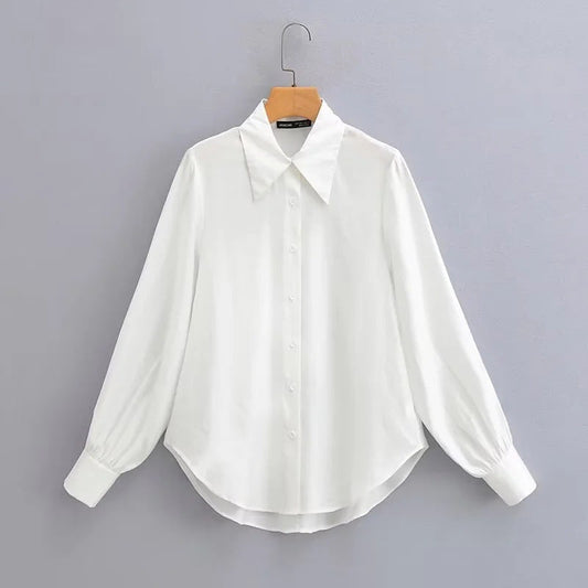 Dam Blus Modern Snitt LĂ„ng Ărmar Bomull 1