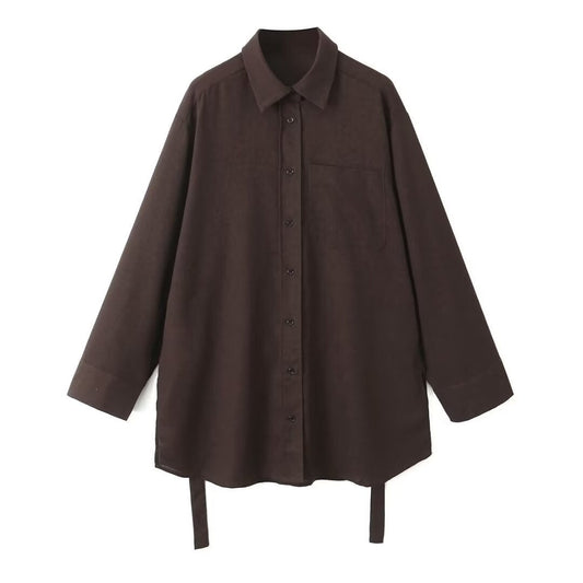 Dam Set med Skjortjacka och Långa Byxor Polyester Street Fashion-1