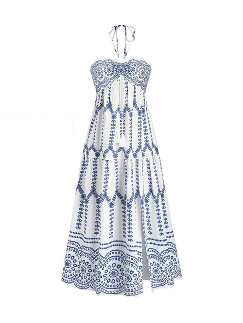 Damklänning A-Line Geometriskt Mönster Polyester Ärmlös Medellång-1