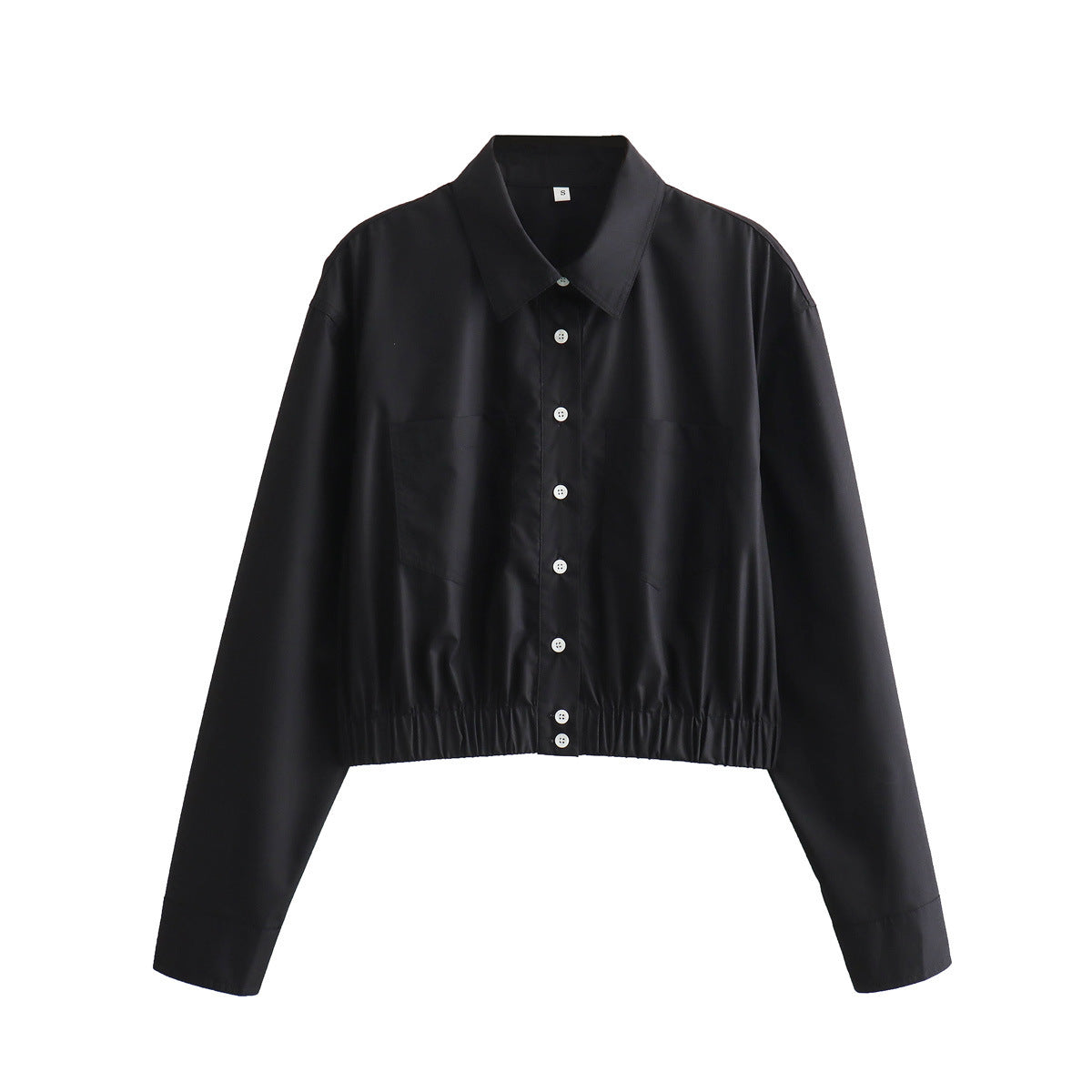 Dam Skjorta Långärmad Öppen Cardigan Stil Polyester med Elastisk Midja-1