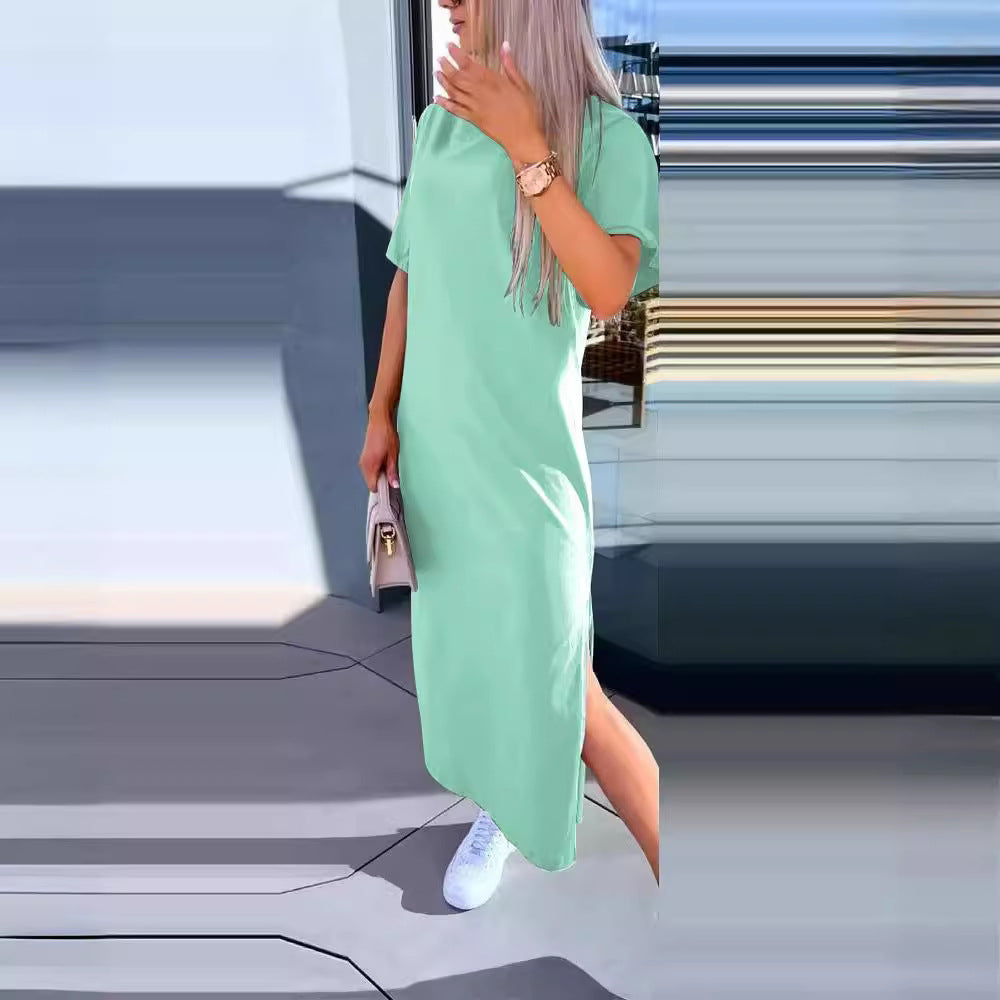 Dam A-Linje Klänning Rundhalsad Polyester för Arbete och Fritid-5