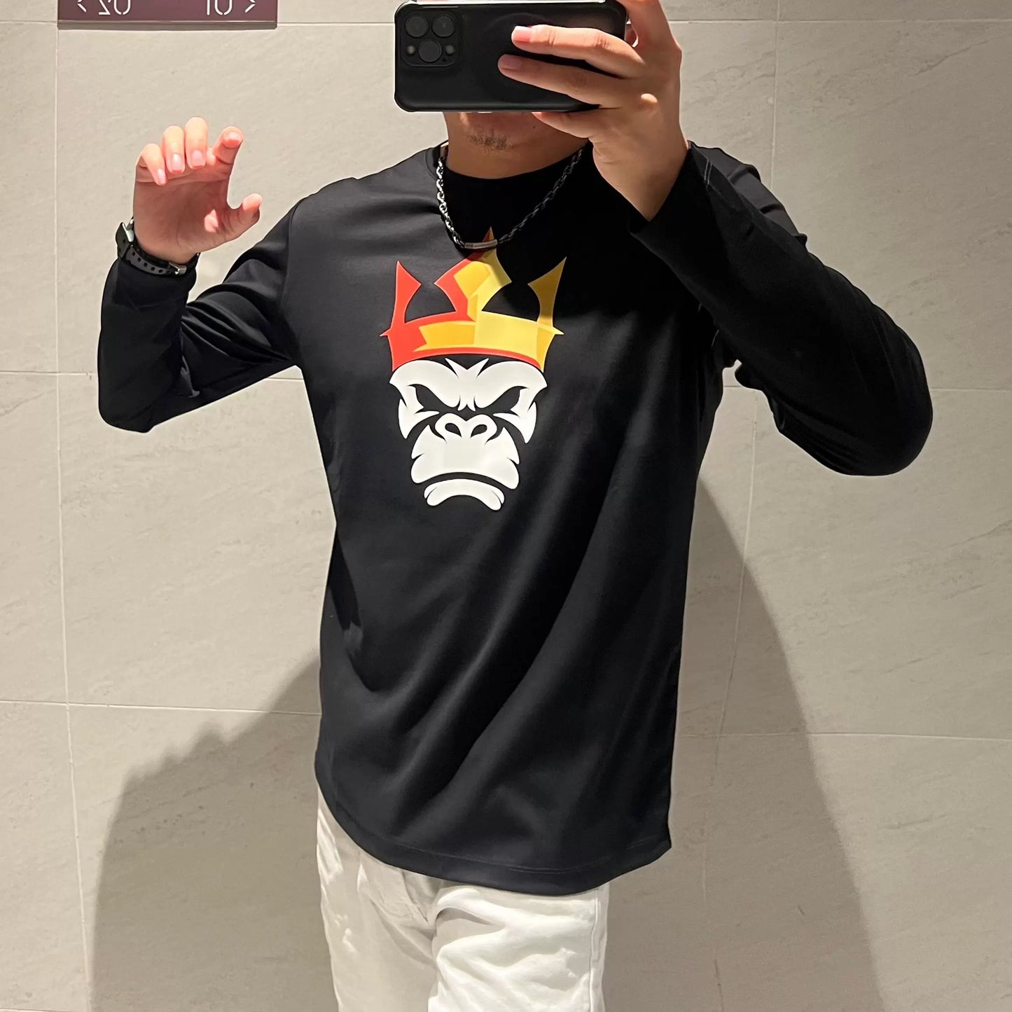 Dam Långärmad T-shirt Rund Hals Bomull-1