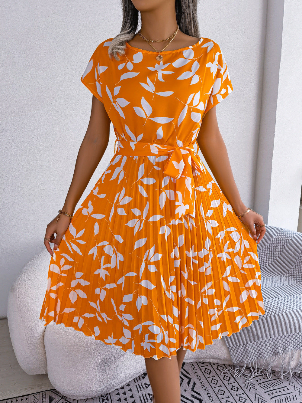 Variant image for Dam Klänning Midi Blommig Chiffon Hög Midja-9