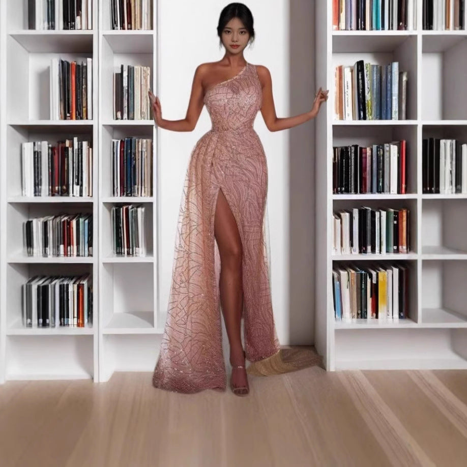 Kvinnors Aftonklänning Lång Asymmetrisk Bodycon med Paljetter-4