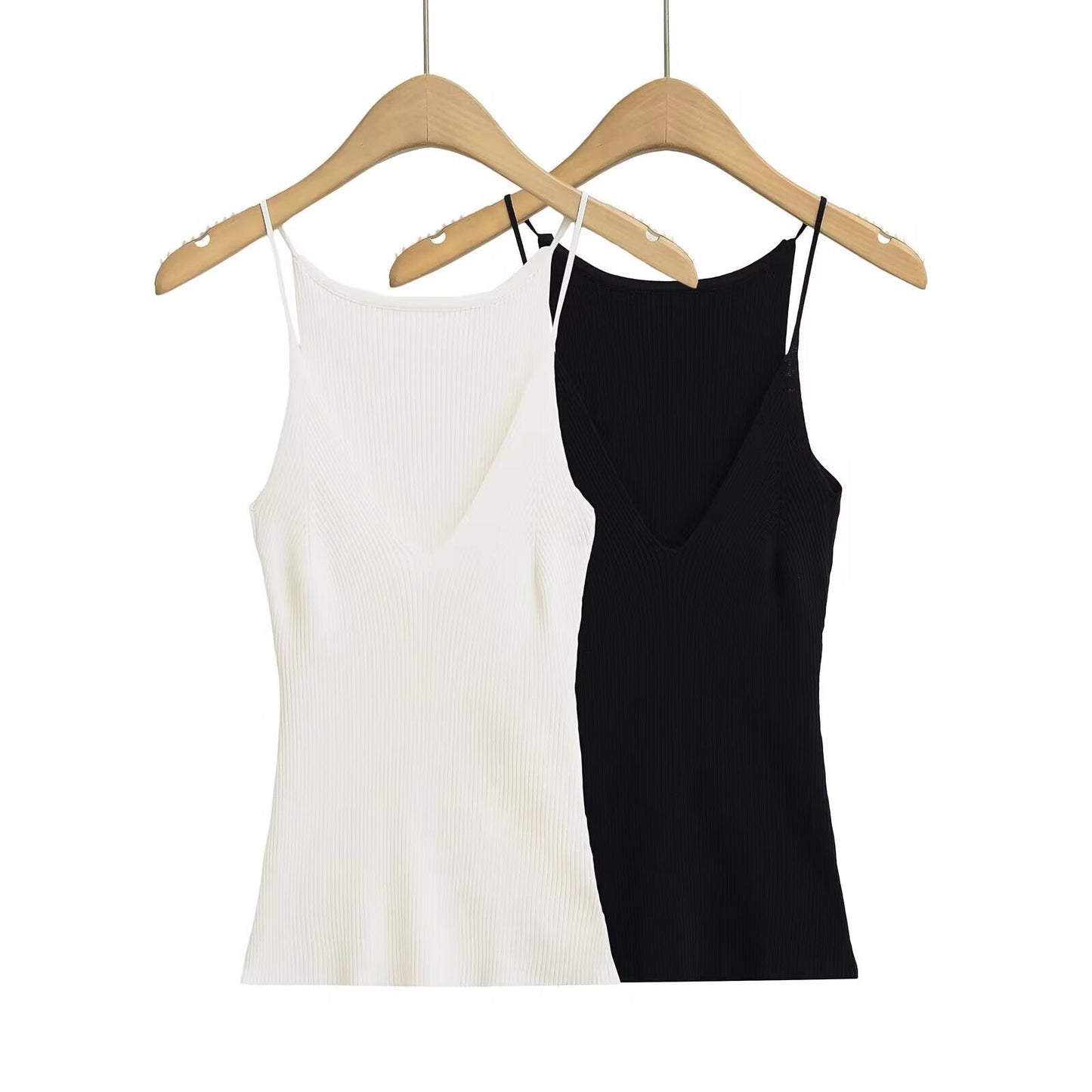 Kvinnors Topp V-ringning Ribbad Design Tyll 95% Bomull 5% Elastan 2