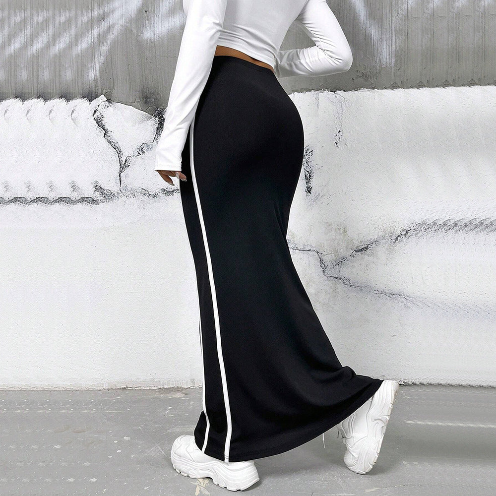 Dam Bodycon Kjol Kontrasterande Design Polyester-3