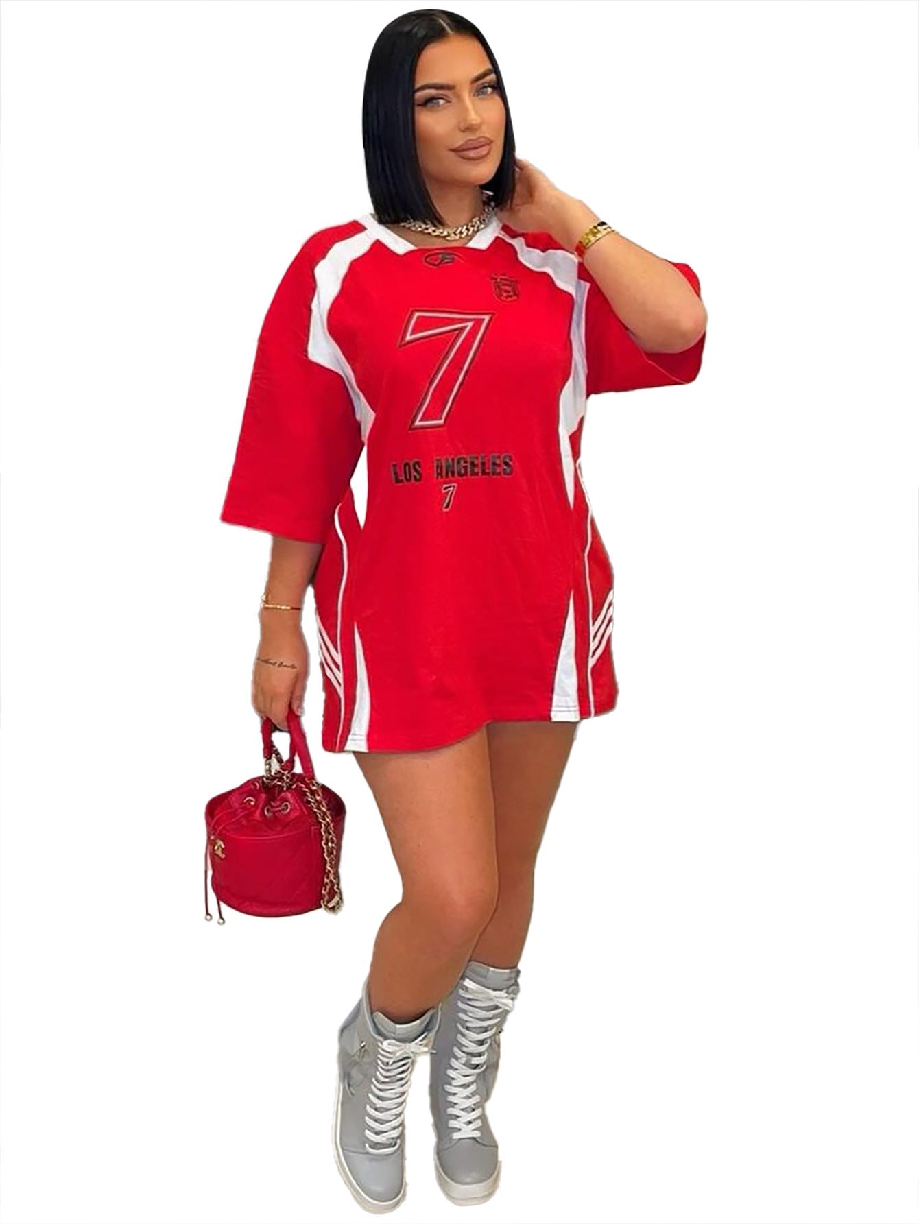 Fina Dam Klänningar Kort Polyester Rund Halsringning Korta Ärmar-5