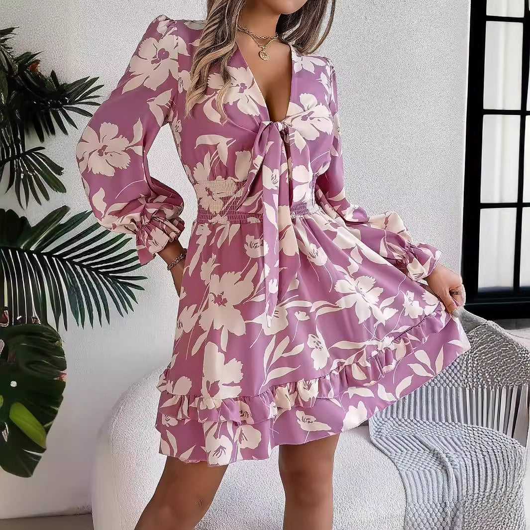 Kvinna A-Line Klänning Långärmad Polyester-3