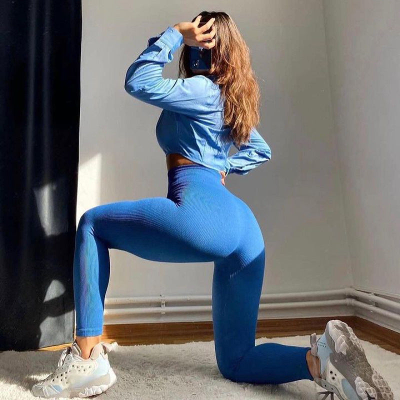 Dam Leggings Högmidjade Ribbad Struktur Andningsbart Tyg 10