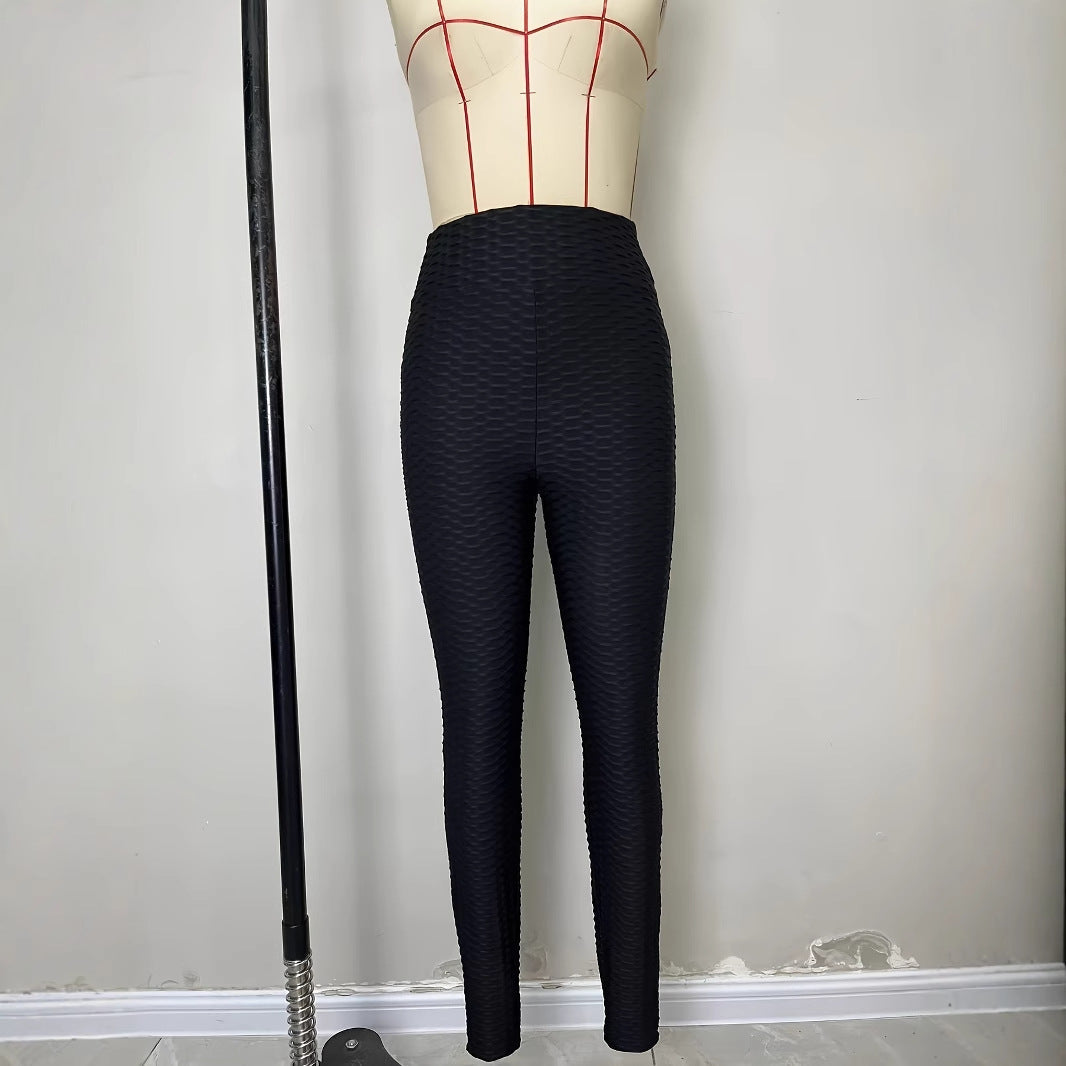 Högmidjade Sport Leggings för Kvinnor – Strukturerad Polyester och Elastan, Andningsbara och Elastiska, Perfekta för Träning och Fritid 4