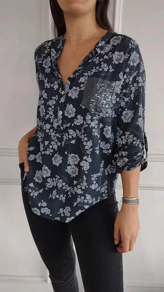 Dam Tröja Långa Ärmar Paljetter Polyester 1