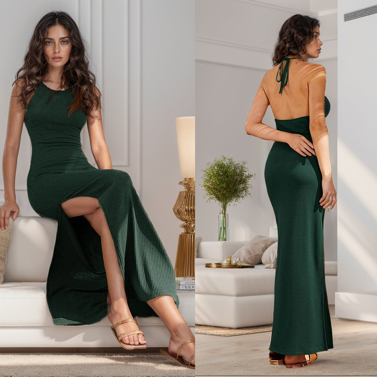 Kvinnors Midi Klänning Bodycon Polyester-2
