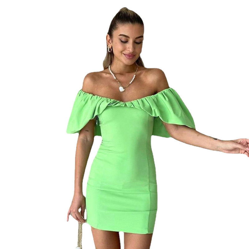 Variant image for Kvinnors Bodycon Klänning Off-the-Shoulder Slim-Fit Polyester Elastan-19