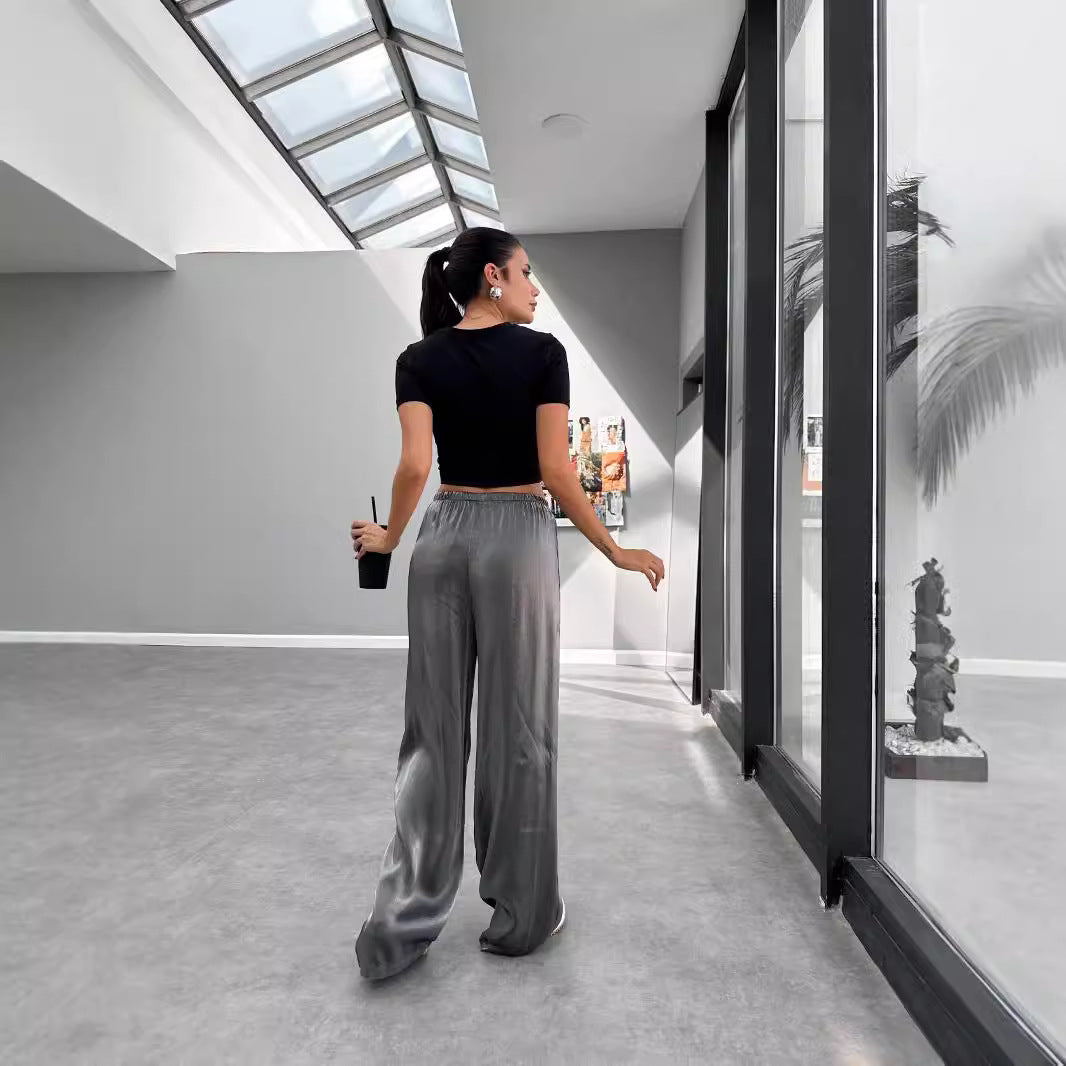 Dam Jacka Set i Polyester med Långa Byxor Avslappnad Stil-4