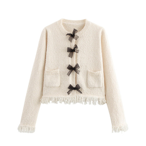 Kvinnor Cardigan Fransar Mjukt Stickmaterial 1
