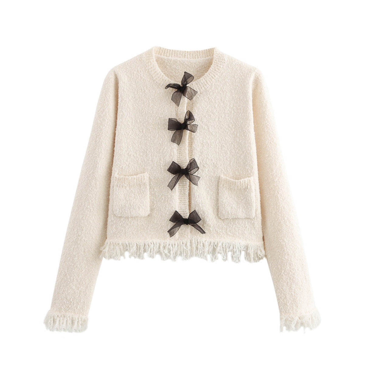 Kvinnor Cardigan Fransar Mjukt Stickmaterial 6