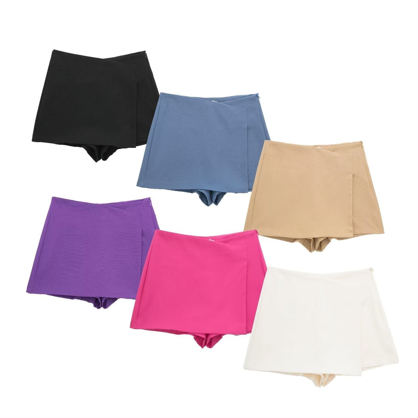 Dam Bermuda Shorts Asymmetrisk Smal Fit Lätt Material-5