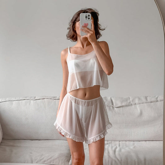 Dam Loungewear Set Ărmlös BekvĂ€m Polyester Shorts-1