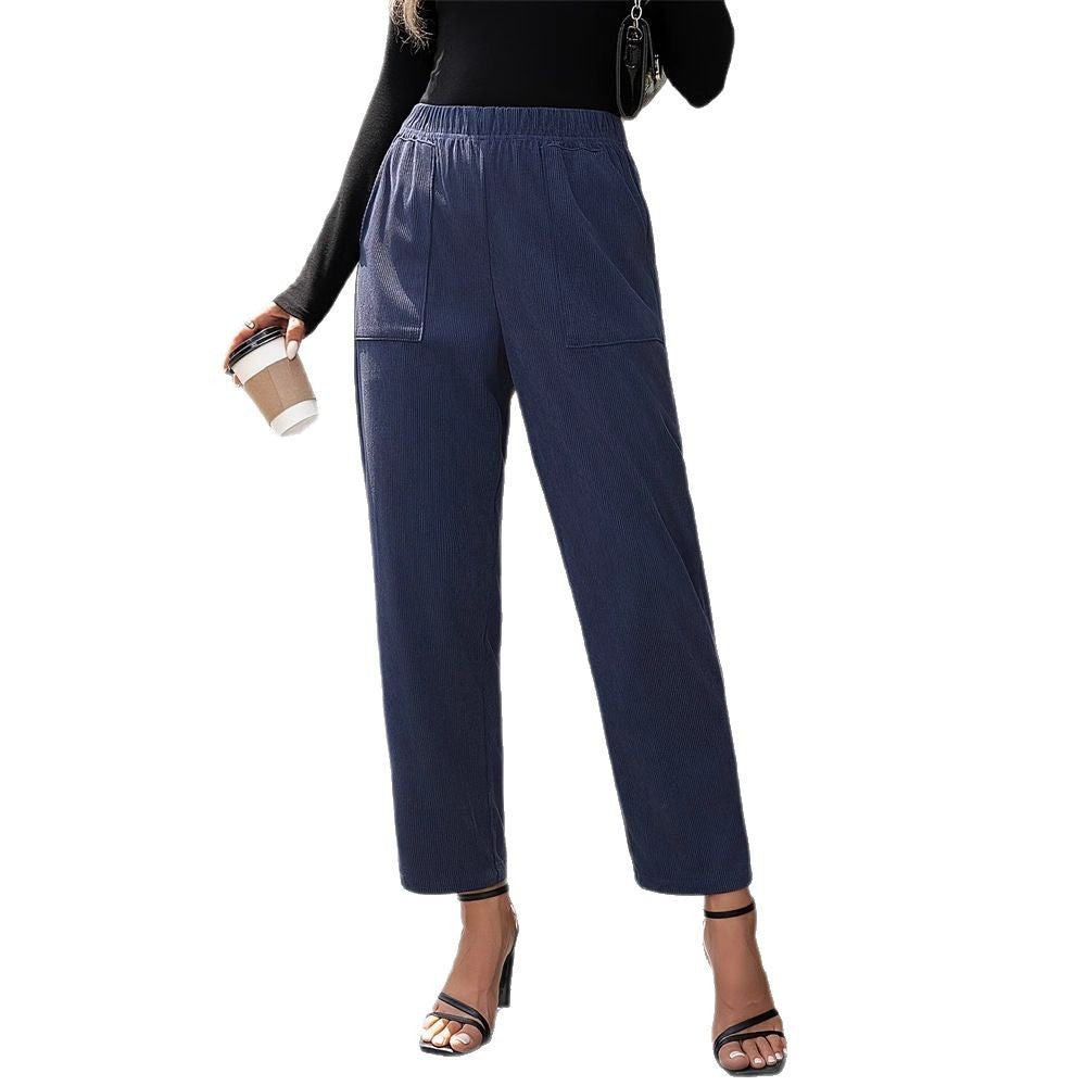 Dam Fritidsbyxor Modern Smal Silhuett Elastisk Bomullsblandning 5