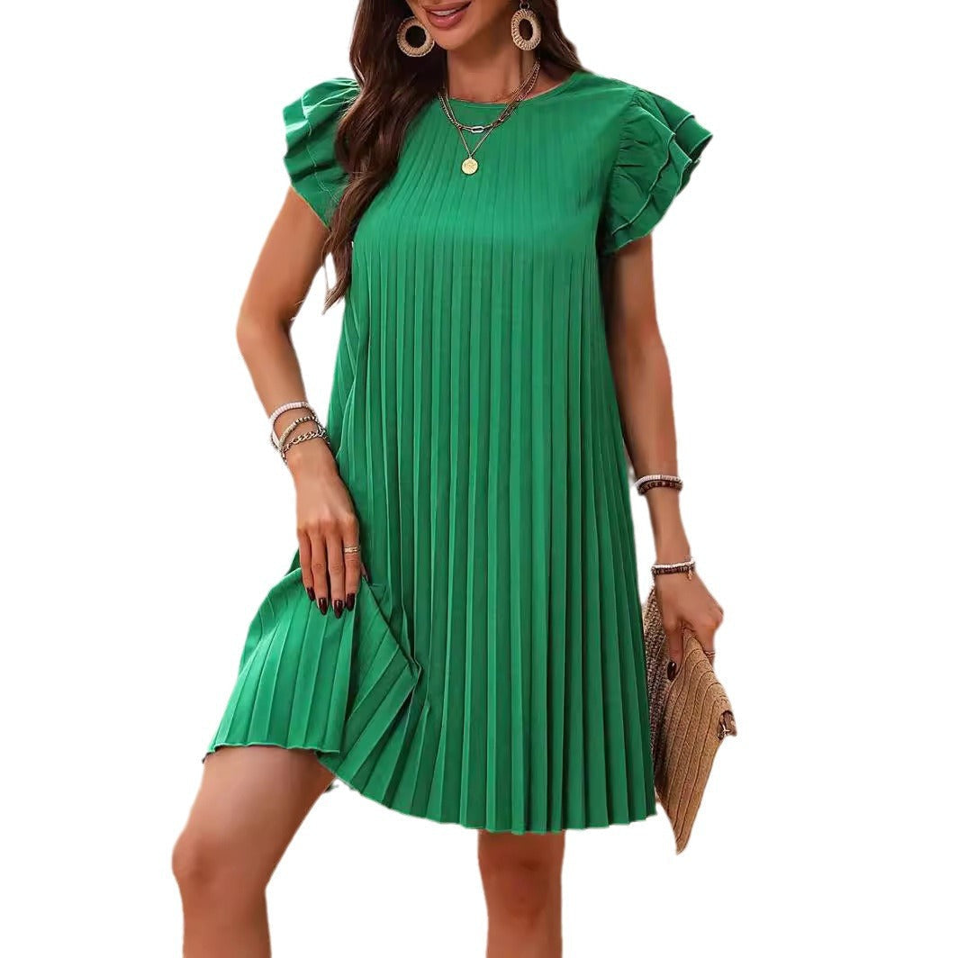 Dam Klänning Veckad Polyester Mini Elegant-6