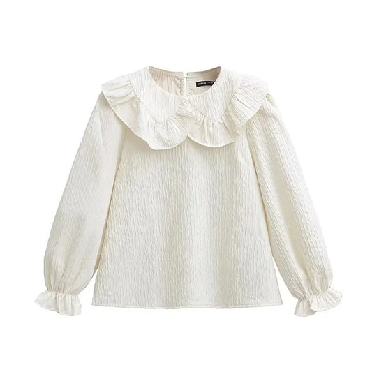 Dam Blus Voluminös Krage Ruffles Mjukt Tyg 1