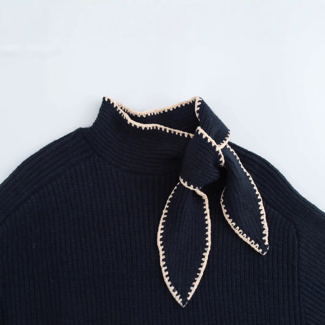 Stickad Tröja i Ullblandning med Ribbstruktur och Dekorativ Detalj för Kvinnor – Mångsidig för Vardag och Fest 3