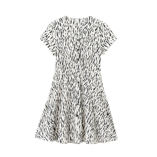 Fina Dam Klänningar A-linjeformad Kortärmad Blommönster Polyester-1