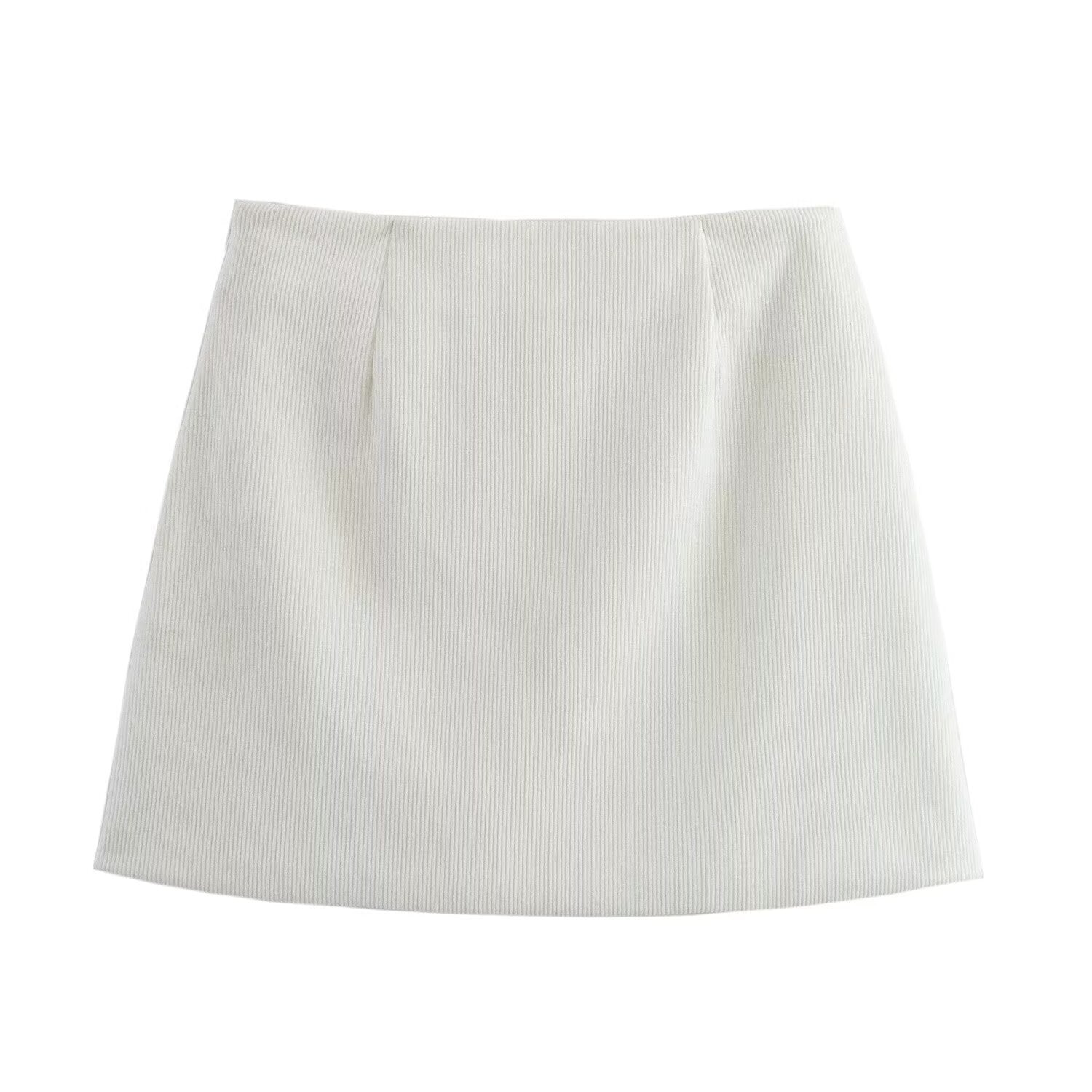 Kvinna Minikjol A-Linjeformad Corduroy Kort Kjol-4