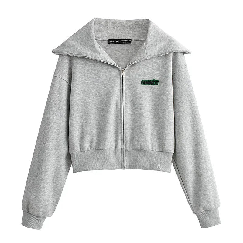 Kvinnor Sweatjacka Casual Design Hög Stativkrage Andningsbar Bomullsmix 1