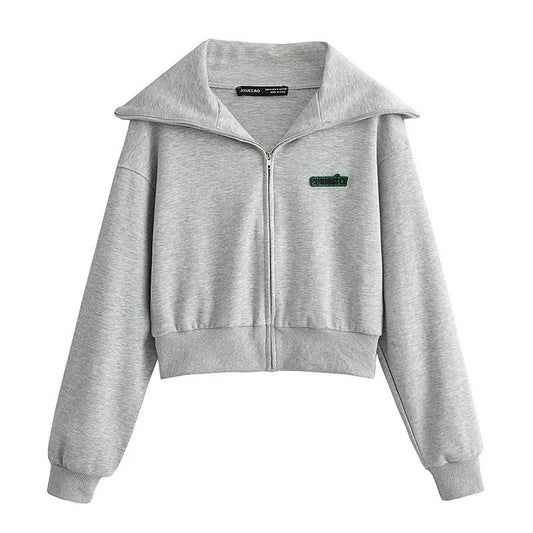 Kvinnor Sweatjacka Casual Design Hög Stativkrage Andningsbar Bomullsmix 1