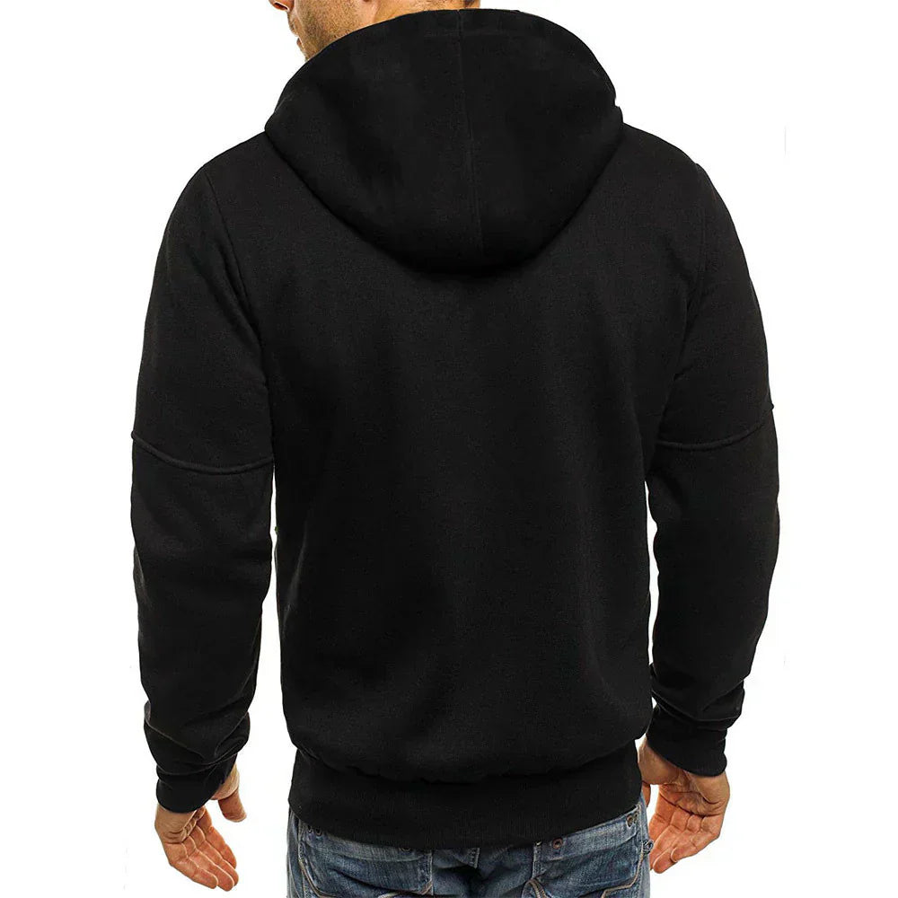 Herr Zip-Up Hoodie Mjuk Stretchig Tyg-3