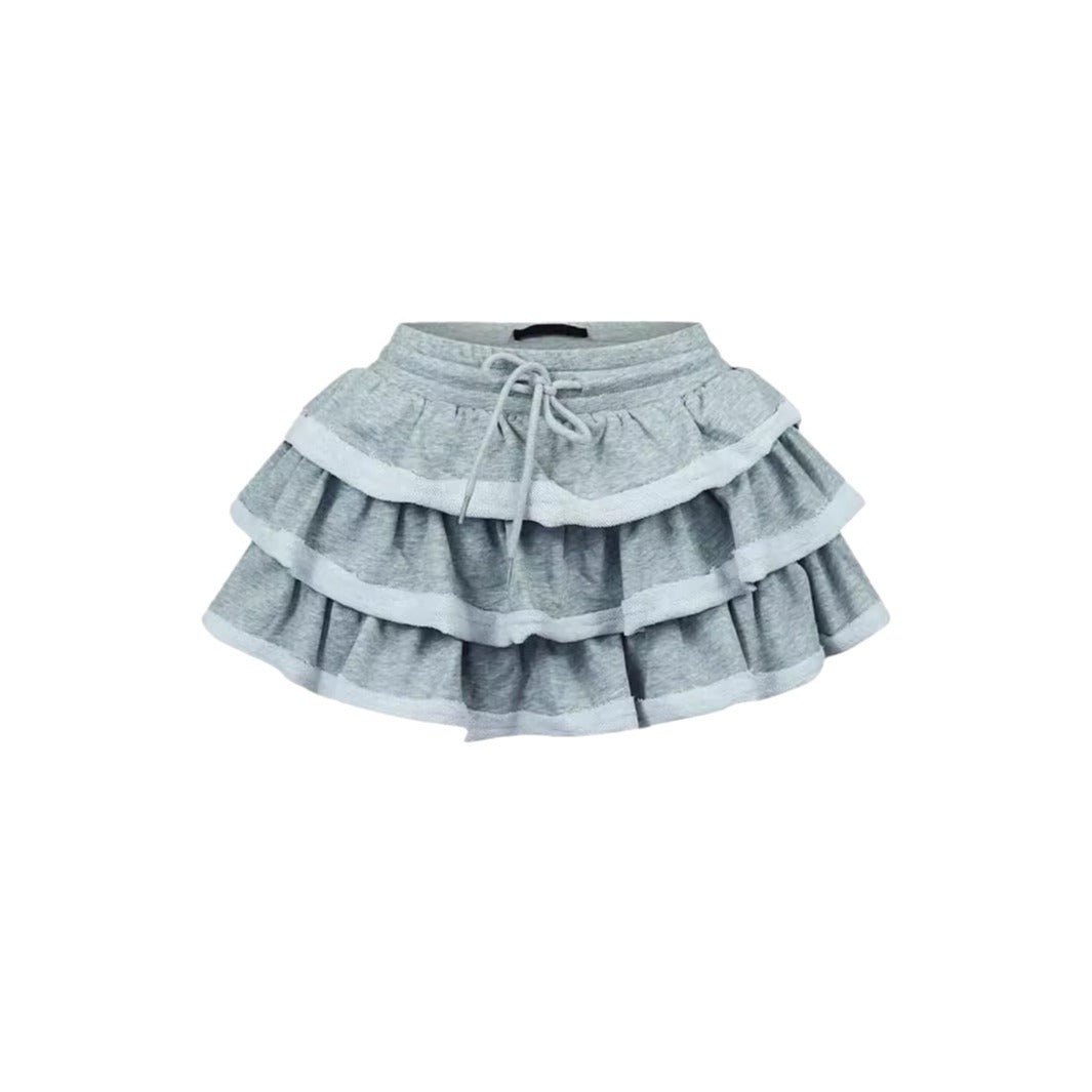 Dam Mini Kjol Rüschen Spandex Street Fashion-4
